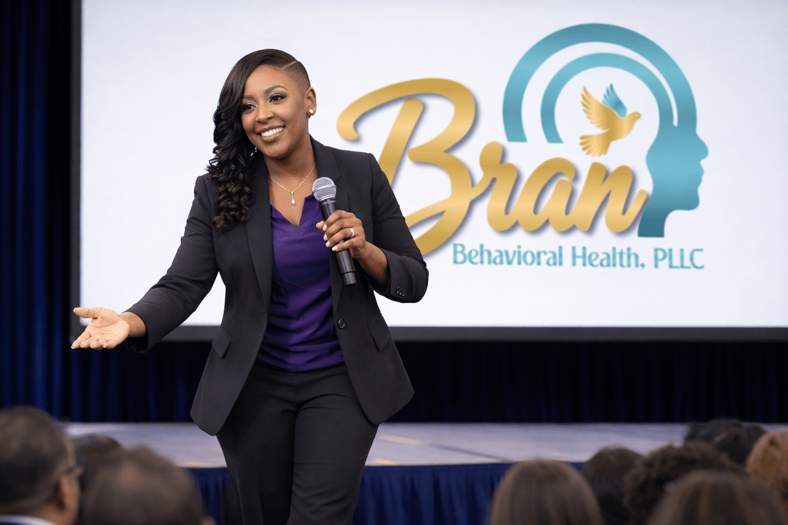 Professional conference environment during a speaking event