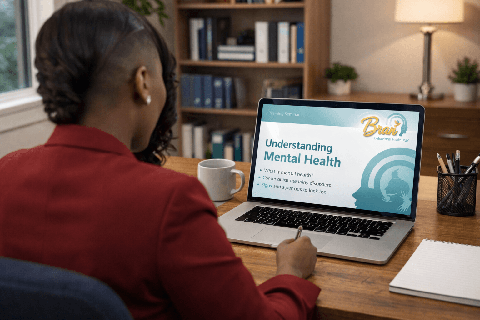 Professional virtual training setup with live facilitation